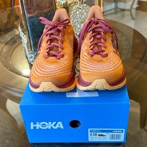 Hoka Women's Athletic Shoes in Orange and Maroon